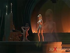 3dxpassion.com. Fire demon fucks young blonde in sinister castle.